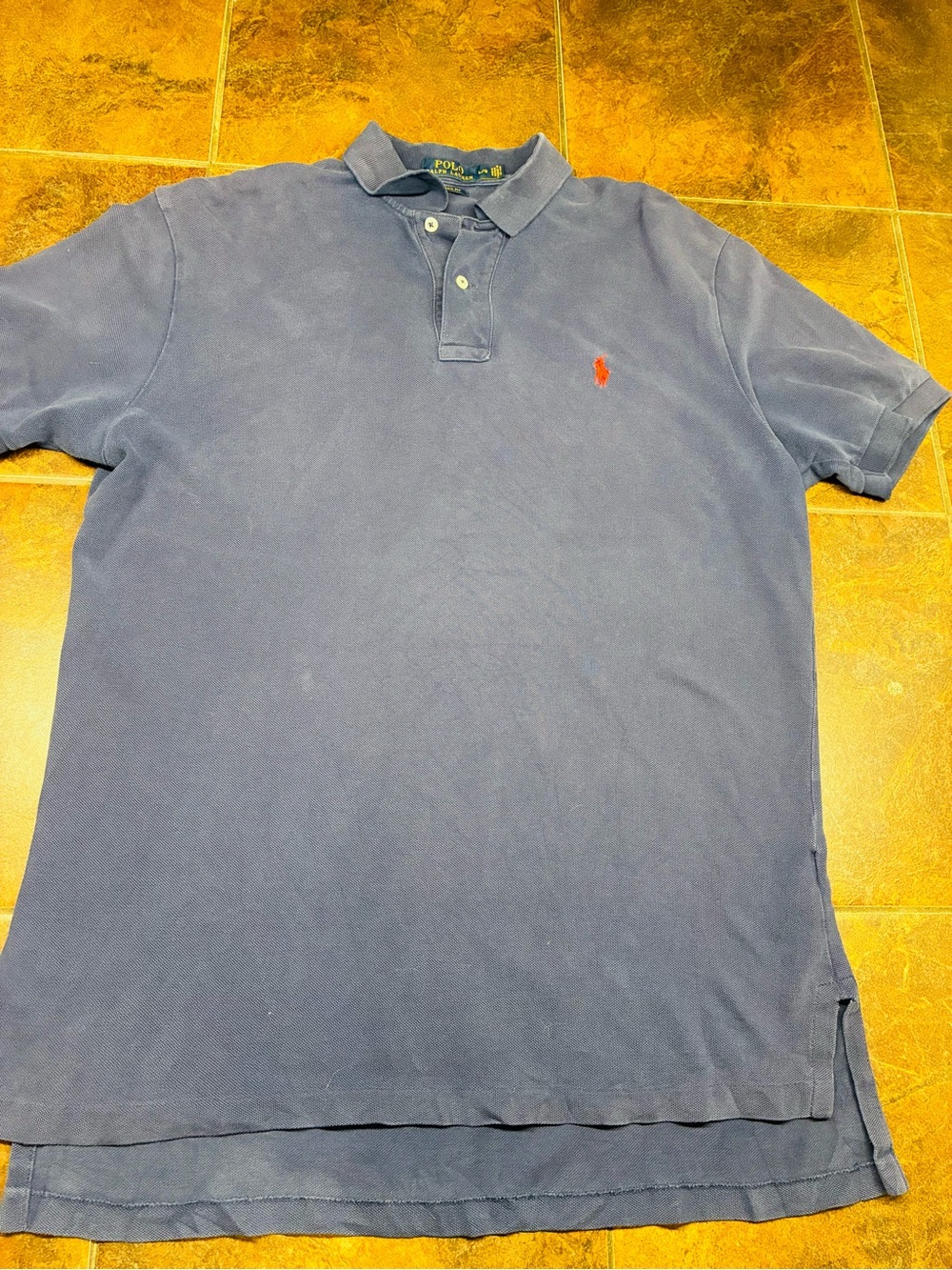 Ralph Lauren Men's Blue Polo with Red Pony Embroidery